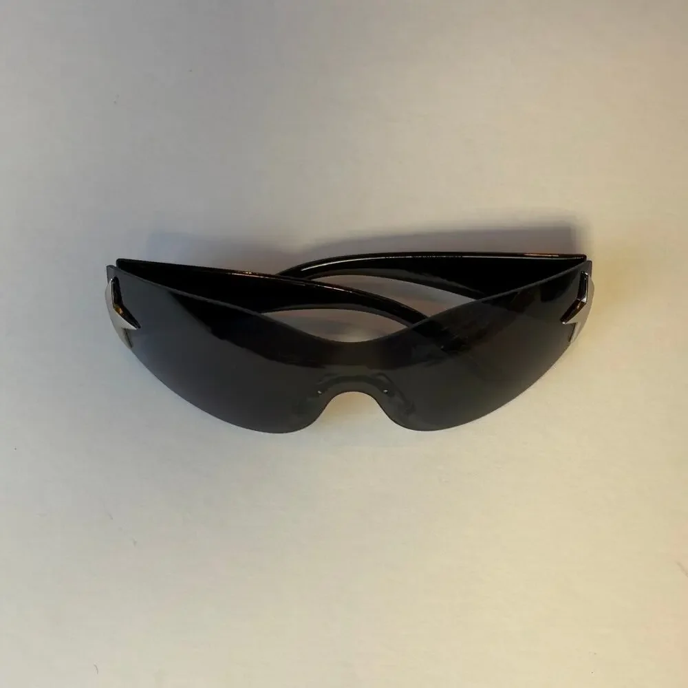 Y2K Vintage Frameless Star Sunglasses Black Gray Unisex 2000s UVA UVB